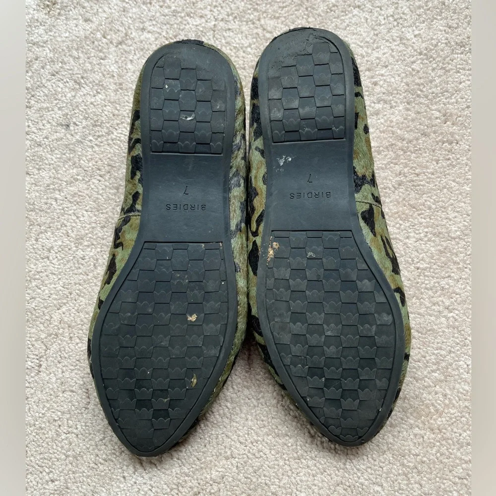 Birdies Green & Black Camo Calf Hair Blackbird Slip On Flats Shoes Sz. 7 - Picture 4 of 5